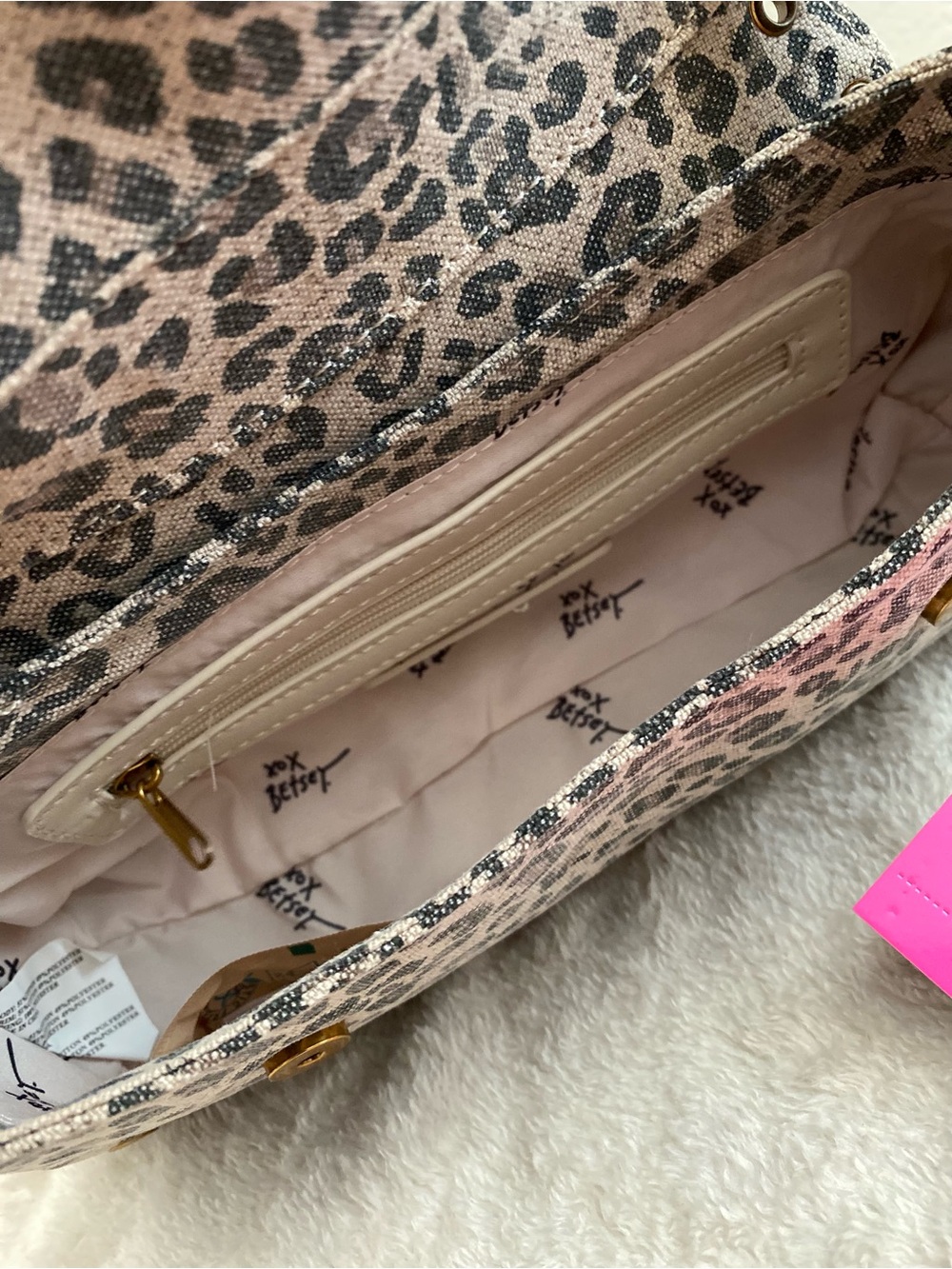 Betsey Johnson Leopard Print Shoulder Bag with Gold Buckle - Picture 9 of 10